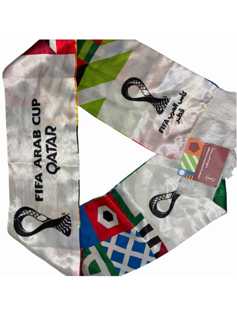 Men's FIFA Arab Cup Qatar Scarf One Size White Multicolor NWT